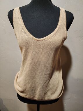 Massimo Dutti Tan Knit Sleeveless Top